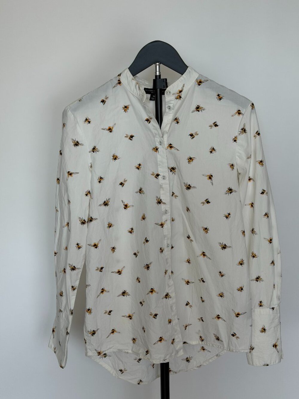 Victoria Beckham White Bumblebee Print Button Down Shirt S